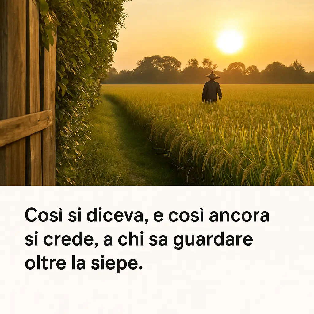Così si diceva e così ancora si crede a chi sa guardare oltre la siepe