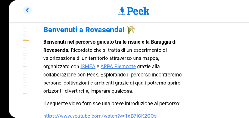 Prima immagine di benvenuto dell'APP